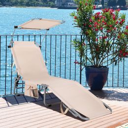 Chaise salon pliable Costway Ajustement de la piscine de plage extérieure Reclure W Sun Shade