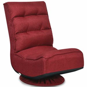 Costway Chaise de jeu en tissu 6 positions pliable paresseux canapé 360 degrés pivotant gris noir café haut dossier-vin rouge
