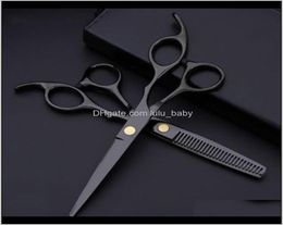 Costway Professional 440 Steel 6 pouces Ensemble noir coupure de coiffure de salon de coiffure cisaillement huitième coiffure Fe2xt BTHYB7552007