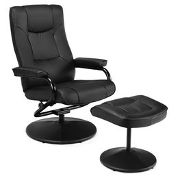 Costway Reckin chaise pivotant Pu Leat Lounge Accent Fulchair W ottoman noir
