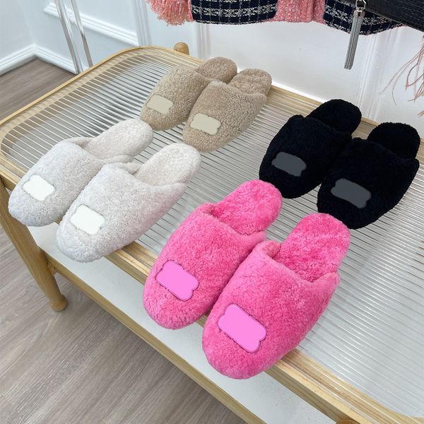 COSY MULE Pantoufles confortables Mules en fausse peau de mouton noire Net étoile rouge plantation herbe chaussure supérieure marque logo décoration haut de gamme classique mode casual chaussures célèbres