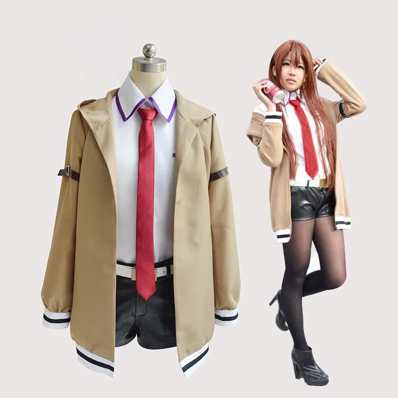 CosZtkhp Steins Gate Cosplay Costume Japanese Anime Cosplay Makise Kurisu Cosplay Jacket Coat Outfit Suits Uniform for Women Men