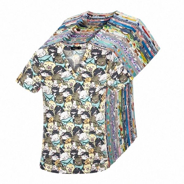 Cot lindo estampado de elefante uniforme belleza sal uniforme de enfermería laboratorio uniforme enfermera uniforme de enfermera Scrub ropa de trabajo P53l #