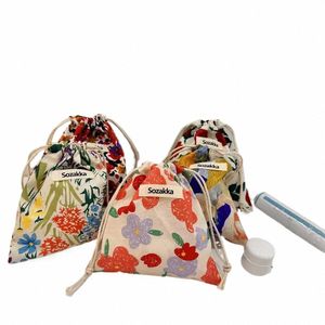 cott tissu saut-cordon floral sacs à lèvres à lèvres Organisateur de maquillage de toilette Sacs de poche sacs Keys Eleche Sac de rangement H7XC #