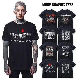 Camiseta de algodón puro para hombre, camiseta divertida con gráfico de Halen Horror Friends para hombre, camiseta divertida de talla grande para hombre, camisetas divertidas, camisetas de talla grande