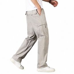 Salopette cott pour hommes multi-poches beau Fi décontracté jogging pantalon de randonnée lâche grande taille 4XL 5XL pantalon de travail 73uc #
