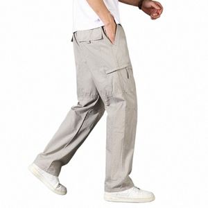 Cot Overalls voor Mannen Multi-pocket Knappe Fi Casual Jogging Wandelbroek Losse Plus Size 4XL 5XL Werkbroek 73uc #