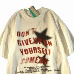 Cott Persality Graffiti Print T-Shirt Top Fi Y2K Men en Women Loose Street Hip Hop Retro Simple Short Sleeve Top J7X3#