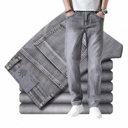 Scott Stretch Jeans Busin Casual Jeans en denim mince pour hommes Gris Printemps Eté Brand New Fit Droit Léger z7W1 #