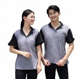 T-shirt à manches mi-longues pour serveur de restauration, vêtements de travail pour réparation automobile, nettoyage de propriété, supermarché, centre commercial, cantine, Barbecue, S542 #