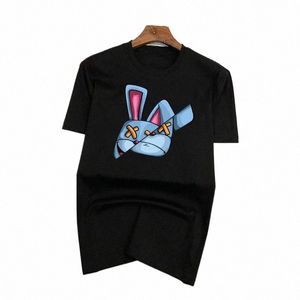 cott Tops Funky Marque Bunny Funny Cartos Manches courtes Hommes Persality Street T-shirts Lâche T-shirts surdimensionnés Respirant Doux T3Yp #