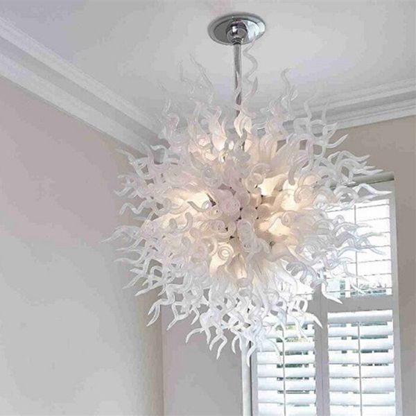 Cottage abat-jour en verre blanc nouveau style de plafond lustres en verre de murano contemporain loft pendentif vintage bricolage café luminaires suspendus