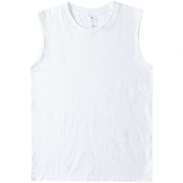 Cotton 210g Pure Summer Basic Camisole surdimensionnée Couleur de couleur unie obstacle en vrac pour hommes et femmes