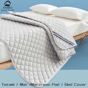 Couvre-matelas réglable en coton Douple de lit de couvercle de plaquette de lit non glissant avec bandes élastiques pour lit double roi reine 240506