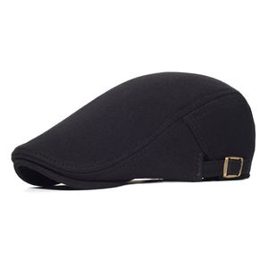 Casquettes de journal réglables en coton pour hommes et femmes, béret décontracté, casquette de lierre plate, couleur unie, chapeau de taxi unisexe, noir et gris, 2012252N