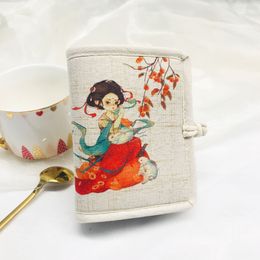 Literatura y arte de algodón y lino Pequeña billetera fresca de la billetera corta de mujeres accesorios de estilo antiguo chino hanfu