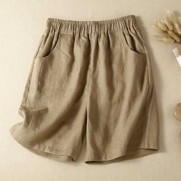 Shorts en coton et lin pour les mères d'âge moyen Vêtements d'été pour pantalons en lin minces pour femmes Casual Grande taille Nouveau