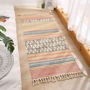 Coton et lin gland tissé tapis tapis de sol porte chambre tapisserie couverture décorative salon tapis zone tapis