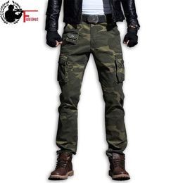 Katoen leger stedelijke kleding camouflage mannen militaire stijl zak tactische lading broek lange lengte mannelijke combat camo broek 201110