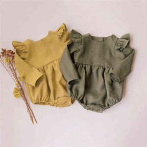 Katoen baby meisje rompertjes 0-24M schattige lange mouw pasgeboren babykleding kinderen jumpsuits uit een stuk vier seizoenen baby meisje kleding G1221