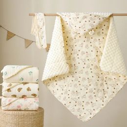 Couverture en coton pour les tout-petits nés, couverture de poussette, couverture d'emmaillotage très absorbante, couette enveloppante avec motif 240312