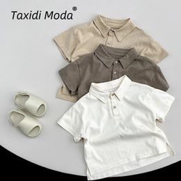 Coton Button Solid Summer Kids Polo Boys Casual Boys Short Sleeve Tops Korean Toddler Portez des vêtements pour enfants pour 1 8Y 240514