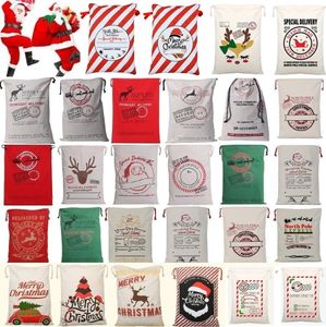 Kerstversiering Katoen Canvas Tas Gift Sack Kersttassen Pocket Beam Xmas Gifts Bags4549-2