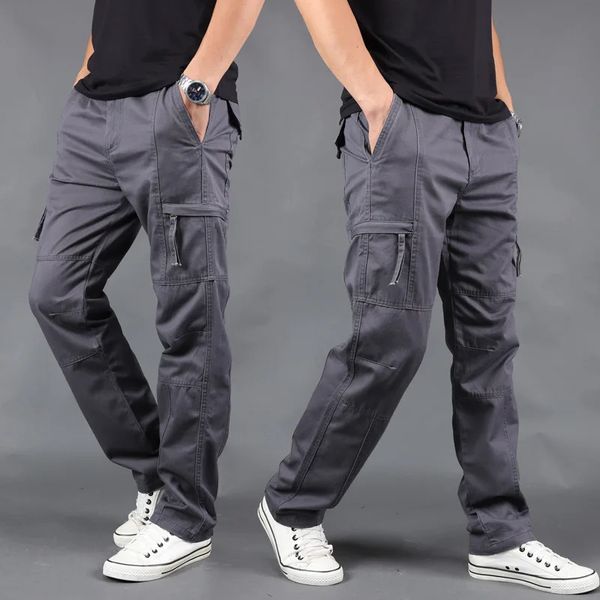 Pantalon décontracté en coton pantalon cargo salopette poches multiples pantalons décontractés pour hommes pantalons pour hommes pantalons cargo pour hommes grande taille S-4XL 240124