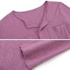 Coton décontracté deux poches en V-cou t-shirt femmes printemps printemps hiver manches longues café violet t shirt femelle couleur solide tops 210722
