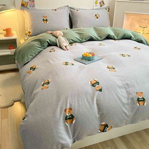 Ensemble quatre pièces en coton givré pour enfants, joli drap de lit trois pièces pour dortoir d'étudiants, printemps et automne hiver