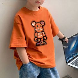 Camiseta de manga corta para niños de algodón para niños para niños y niñas de verano, guapo casual de media manga