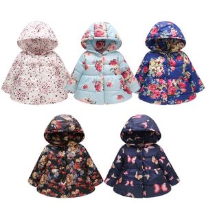 Abrigos de algodón Floral para niñas pequeñas Chaquetas con capucha Chaqueta cálida para niños Diseñador impreso Outwears Ropa de bebé 11 diseños 10 piezas DW4190
