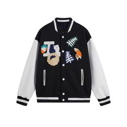 Katoen designer jassen bomber heren windjack varsity heren honkbal hiphop harajuku brief patchwork leer tianma borduurwerk streetwear heren dames