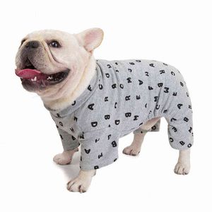 Coton Dog Pajamas Combinaison Pug French Bulldog Vêtements Schnauzer Vêtements Tenue de compagnie Poodle Bichon Chien Pajama Pijama 211106