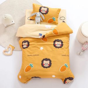 Ensemble de couvercle de couette en coton 3pcs couette lit simple lin linge de lit de lit d'oreiller pour enfants fille nordique literie de lit de maternelle feuille 240328