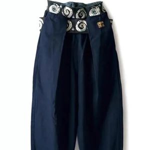 Pantalones anchos de la pierna de los pantalones vaqueros de la moda de los hombres y de las mujeres ocasionales flojos de la cintura elástica del algodón