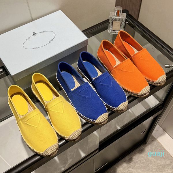 Coton Espadrilles Bleu Clair Jaune Orange Sandales Plates Toile Tissu Espadrille Mocassins Femmes Semelle Cordon Avec Bande De Caoutchouc Mocassin Mode