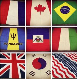 Cotton Flag Series Neckerchief USA UK Frankrijk Zuid-Korea Brazilië Duitsland Canada Mexico Punk Hip-Hop Headwar Hair Bandanas