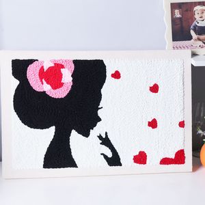 Cotton Girl Heart Piercing broderie en laine peinture décorative bricolage bricolage à la main à la main de la broderie d'outil de décompression Pack de matériaux