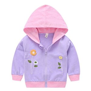 Coton Filles Manteau Printemps Dessin Animé Brodé Petite Fleur Hoodies Pour Bébé Enfants Toddler Enfants Vêtements J220718