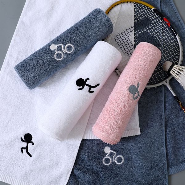 Serviette de sport en coton à séchage rapide 25x110cm serviette longue absorbant la sueur douce blanc rose bleu serviettes de randonnée de sport doux