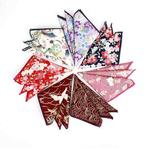 Katoenmakerij Nieuwe 25x25cm Drukbloem Paisley Pocket Squares Fashion Vintage Suits Pocket Towel Handkerchief voor mannen J220816