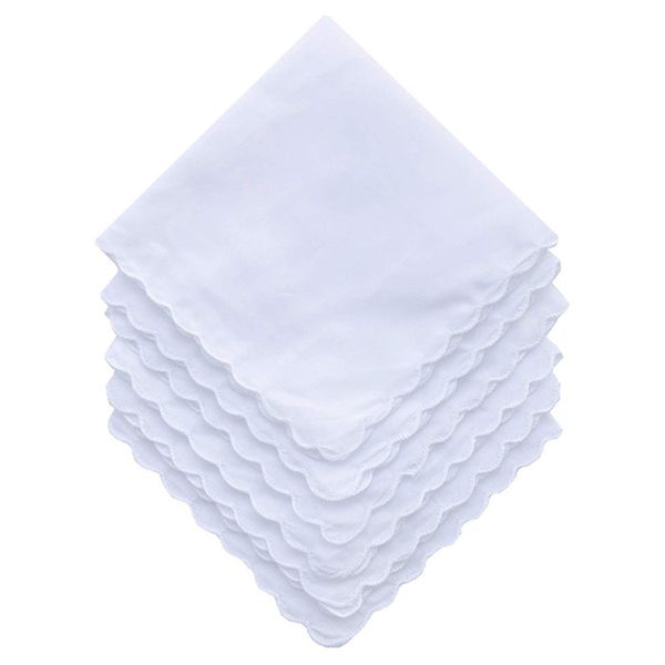 Mouchoir en coton mouchoir blanc avec des bords dentelés en tissu en rattrapage blanc européen et américain peut bricolage à la main Graffiti Broidered LT936