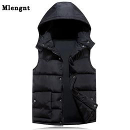 Katoen Hoodie Vest voor Mannen Winter Warm Dikke Casual Windbreaker Kinderen 3 Kleuren Rode Mouwloze Jas Mannelijk Klassiek Gestlier 211104