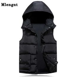 Coton À Capuche Gilet Pour Hommes Hiver Chaud Épais Casual Coupe-Vent Enfants 3 Couleurs Rouge Sans Manches Veste Mâle Classique Gilet 211019