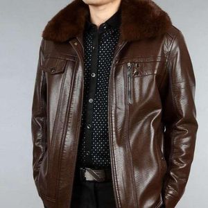 Veste en coton épaisse pour hommes, vêtements de styliste moyen, en cuir, peluche, pour papa, personnes âgées et âgées, hiver 8J41