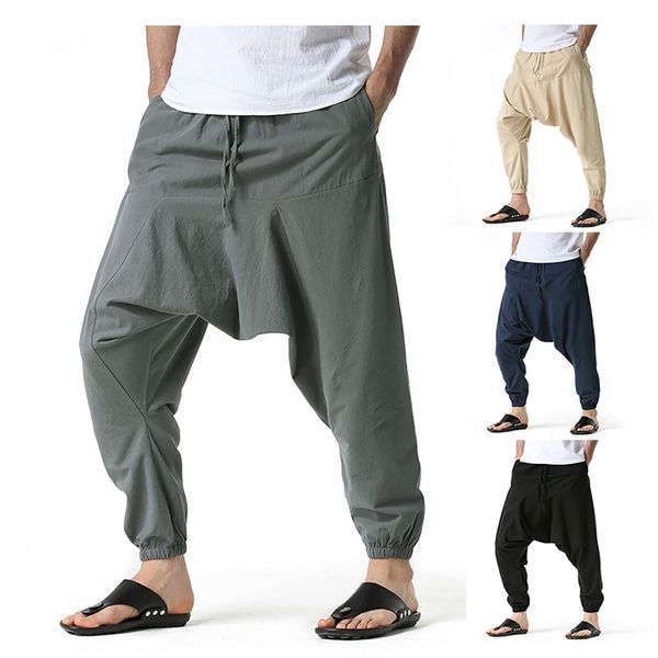 Coton Joggers Hommes Baggy Hippie Boho Gypsy Aladdin Pantalon Cargo Yoga Harem Pantalon 0413-4 211110