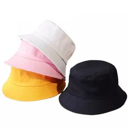 Katoenen kinderen emmer hoed unisex peuter zon hoed voor meisjes jongens baby zonbescherming Solid Travel Beach Cap 2-7 jaar