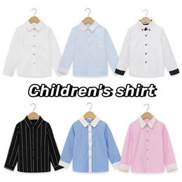 Katoenen kindershirts voor 2-14 jaar jongens jongensshirt met lange mouwen Wit stijlvol T-shirt Comfortabele kindershirts vele kleuren 240111
