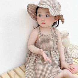 Katoenen linnen babykleding Jumpsuit romper voor verjaardagsfeestje met hoed onesie outfit 210529